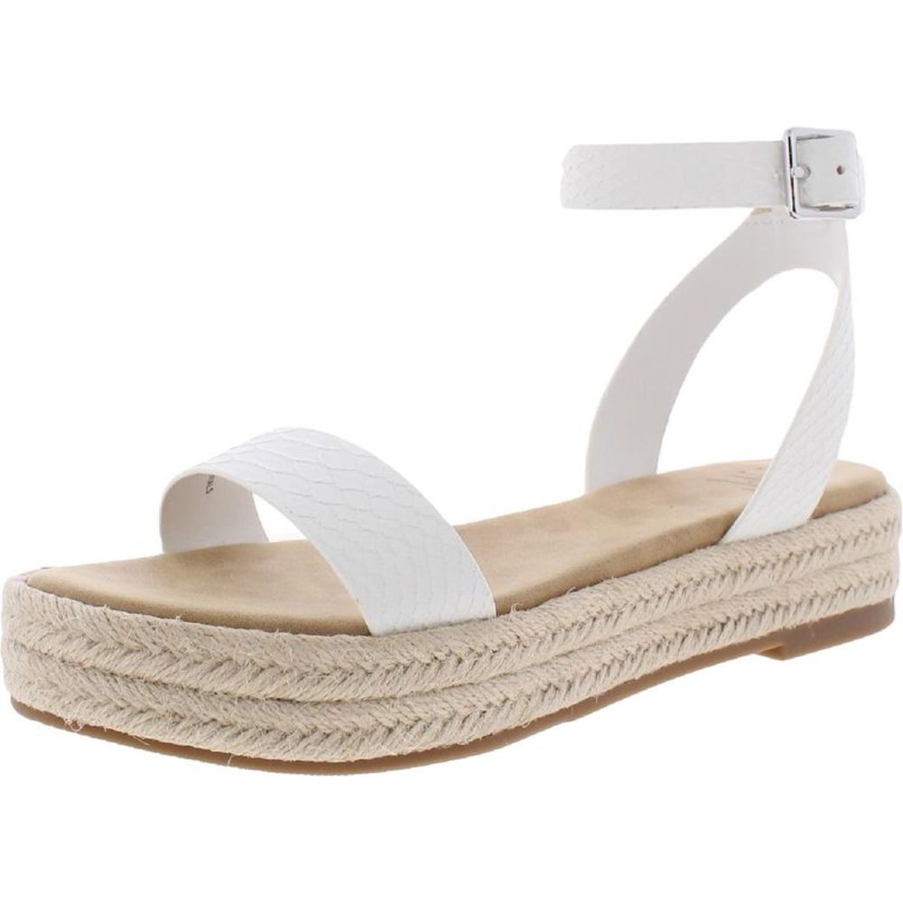 INC Womens Valetta White Wedge Platform Ankle Strap Espadrilles Shoes NWT
